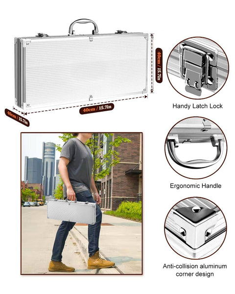 KALAHOL 7-in-1 BBQ Tools Set Extra Thick Stainless Steel Grill Tool Set with Storage Bag, Premium Complete Outdoor BBQ Utensils Set Professional Barbecue Accessories BBQ Kit for Men and Women Gift