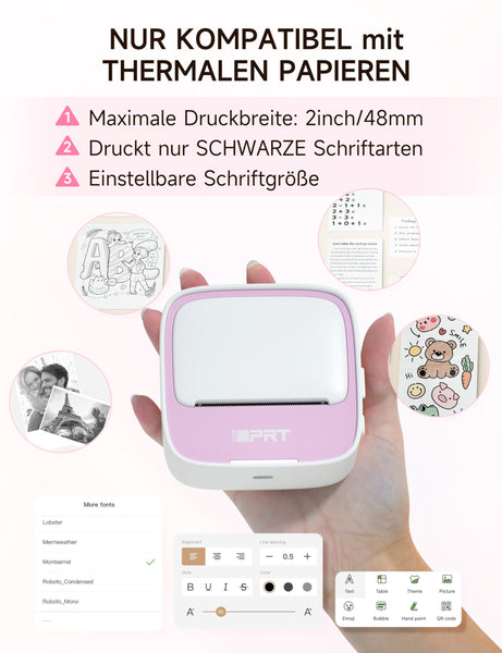 iDPRT Mini Portable Sticker Thermal Printer for Study Notes Pictures DIY Labels, Study Notes, Photos