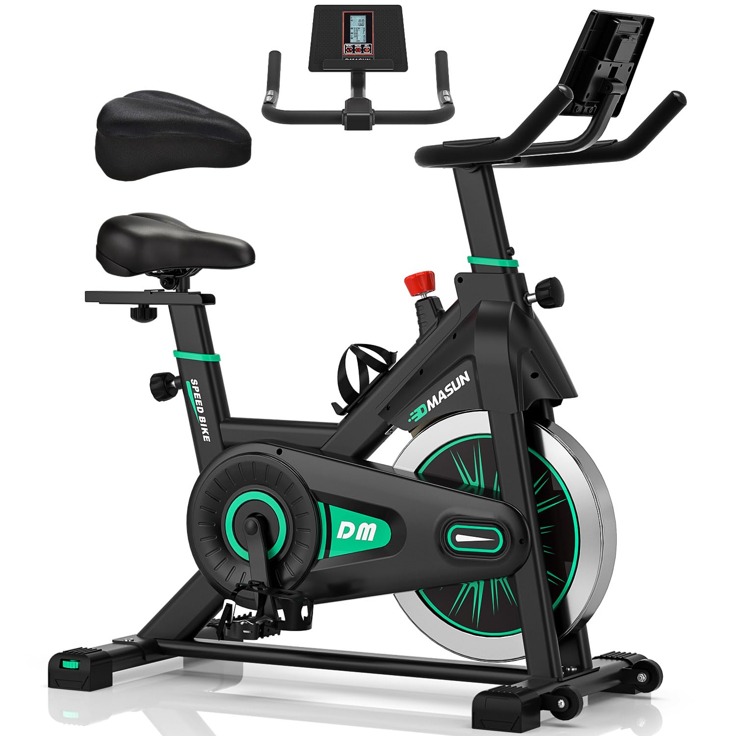 DMASUN Exercise Bike Professional with Large Tablet Holder & LCD Display, Quiet Indoor Cycling Bike for Home Training Cardio with Heavier Flywheel, 0-100% Resistance Spin Bike with 350LBs Capacity