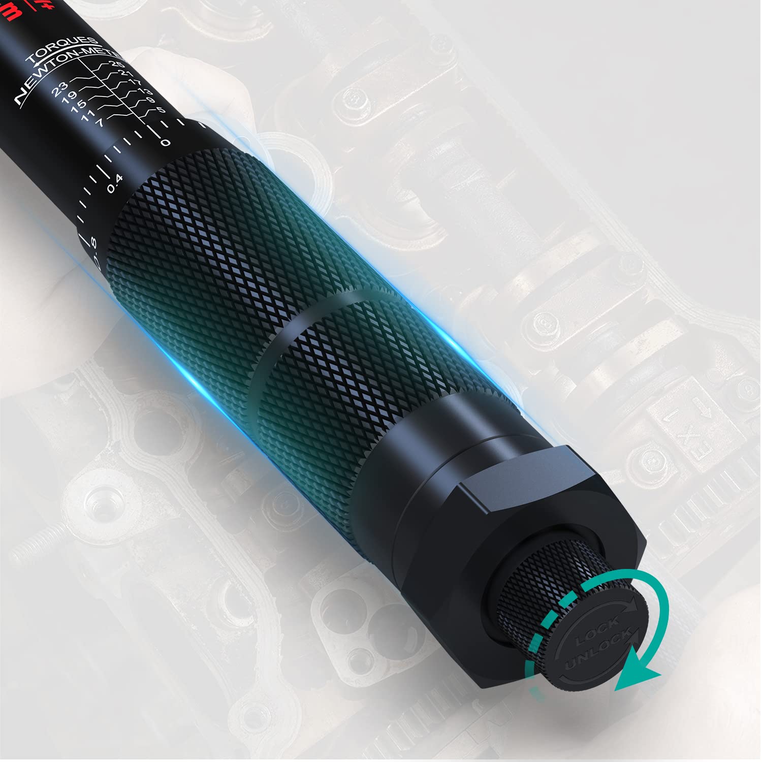 1/2" Torque Wrench Set, Car Wheel Torque Spanner 20-230 Nm with 3/8'' Adapter, ± 3% Accuracy, 72 Tooth for Car Repair, Tire Replacement Etc