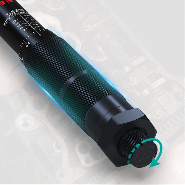 1/2" Torque Wrench Set, Car Wheel Torque Spanner 20-230 Nm with 3/8'' Adapter, ± 3% Accuracy, 72 Tooth for Car Repair, Tire Replacement Etc