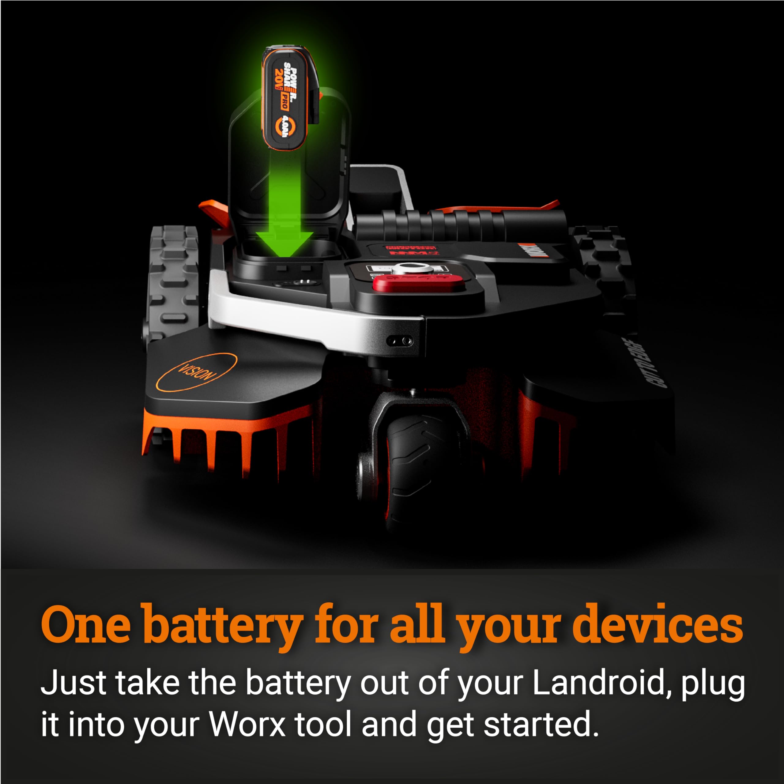 WORX WR206E Landroid Vision Robotic Lawn Mower – 600m² Patented AIA Mowing Multi-Zone, Auto Charging, 20V PowerShare Battery, Rain Sensor, Cut-to-Edge Technology, App-Controlled, Accessories Included