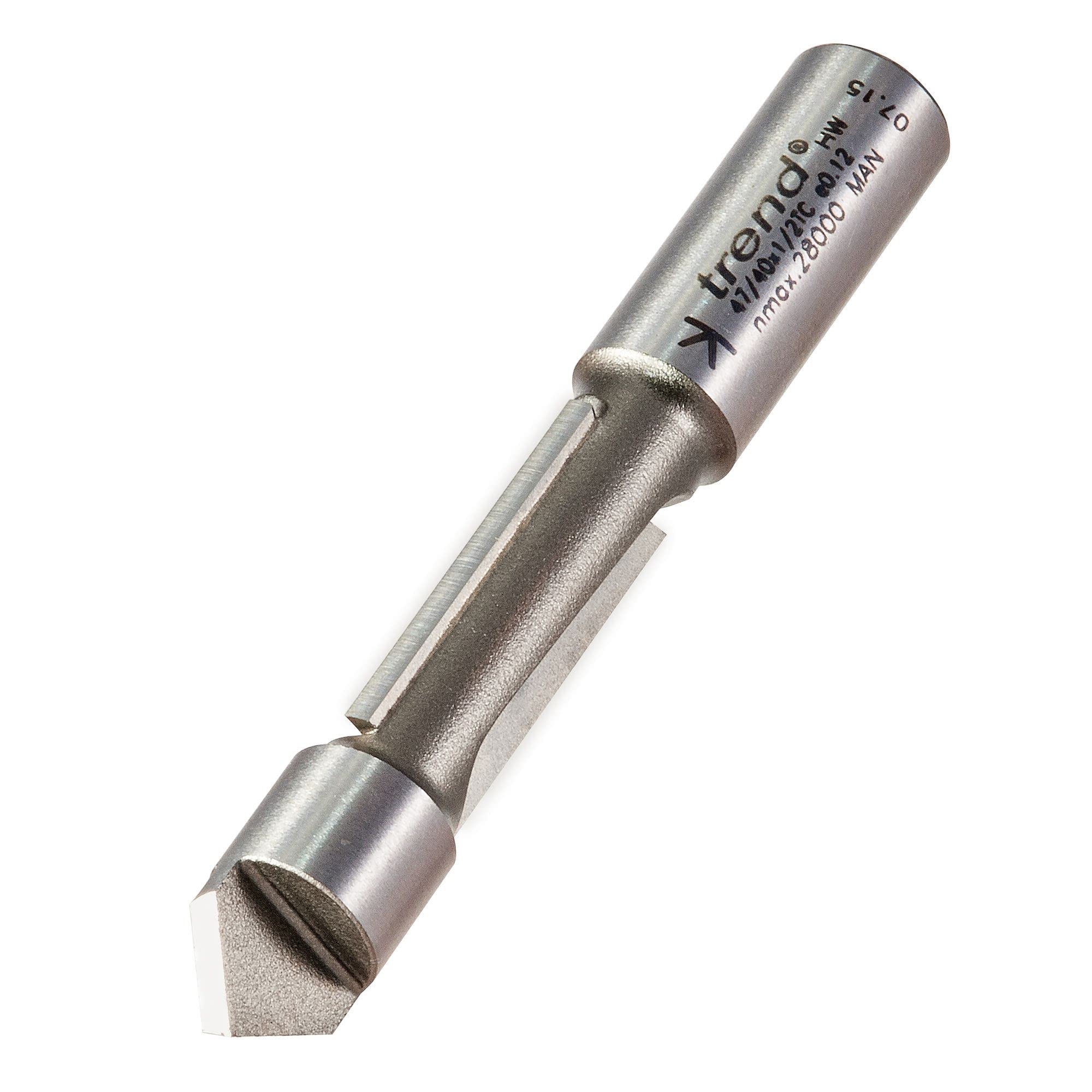 Trend Professional Guided Trimmer, 1/2 Inch Shank, 12.7mm Cut Diameter, 50mm Cut Length, Tungsten Carbide Tipped, 46/23X1/2TC