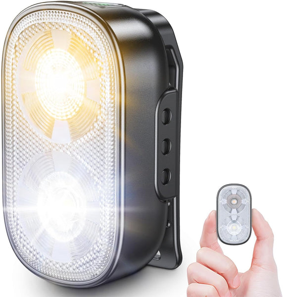 Glangeh 500LM Clip On Torch with Spot & Flood, 10 Mode Hands-Free Mini EDC Flashlight, Extended Runtime & IP65 Waterproof, Rechargeable Running Lights for Runners/Dog Walking/Hiking/Working/Camping