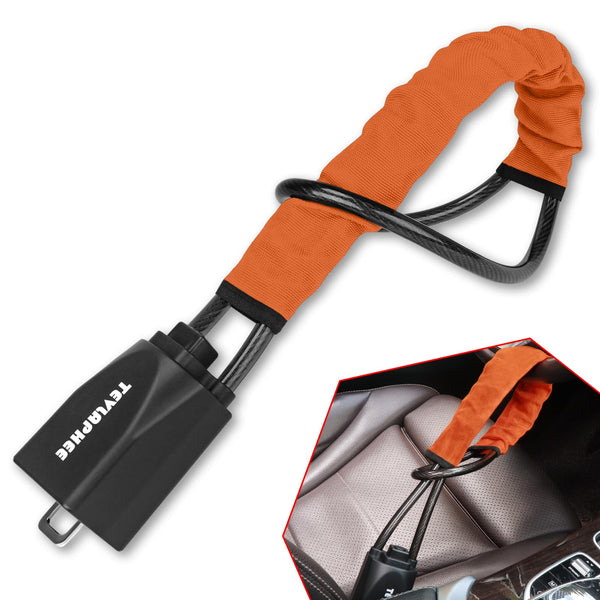 Tevlaphee Steering Wheel Lock, Steering Lock, Car Steering Wheel Locks, Steering Wheel to Seat Belt Lock, High Visibility Car Lock Anti-Theft Device, Heavy Duty, Universal Fit, 3Keys (Green)