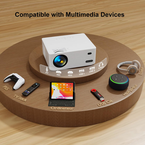 [360°Adjustable Stand] Mini Projector with WiFi and Bluetooth: Electric Focus & Auto Keystone 1080p Supported, 15000L,Phone Projector - 2025 Upgraded Visulapex Portable Home Theater