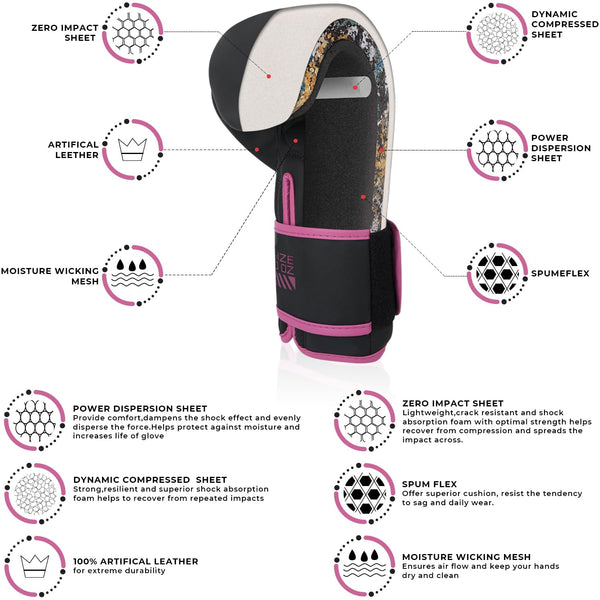 AQF Kids Boxing Gloves and Pads Set - Junior Boxing Set For Kickboxing & MMA Muay Thai Punching Gloves With Curved Pads For Martial Arts Training