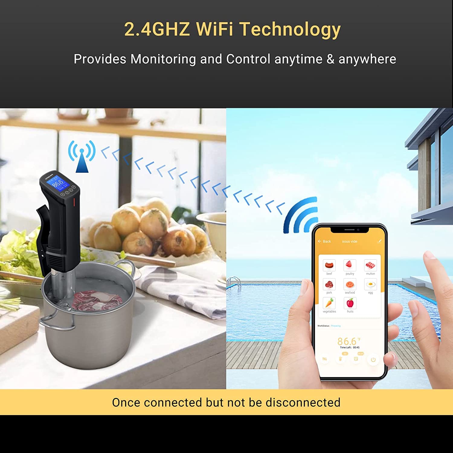 Inkbird ISV-100W Sous Vide WiFi Cooker Immersion Circulator, Temperature Time and Touch Control Sous Vide Machine 1000 Watts