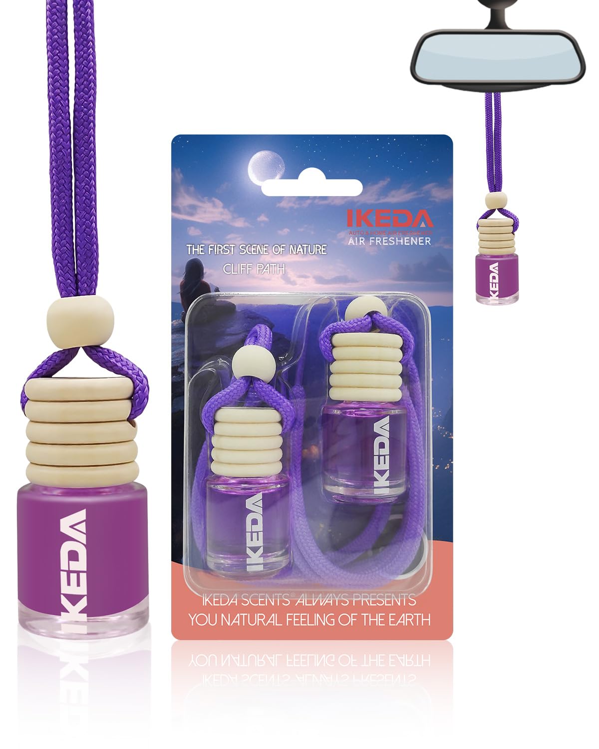 Ikeda scents Ikeda Car Air Fresheners | Automotive Hanging Pendant | Auto Perfume Diffuser with Real Oil | Strong and Long Last Fragrance | Fresh Smell Cover Odours | Car Accessories for Men Women