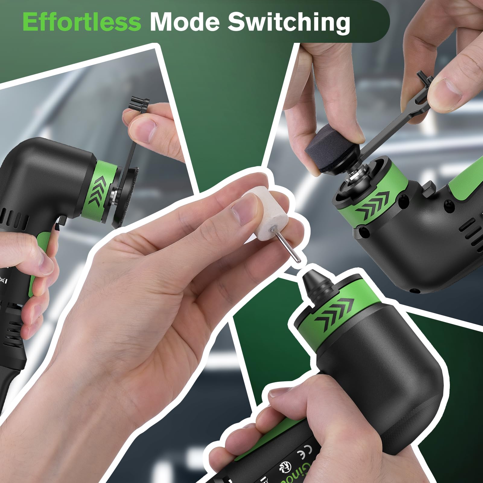 Ginour Cordless Car Polisher, 12V2Ah Batteried Car Buffer Polisher Machine, 6 Speed 2800~5000OPM Mini Polisher Rotary & Dual Action Car Polisher for Car Motorcycle Detailing, Backing Plates 2''/1.2''