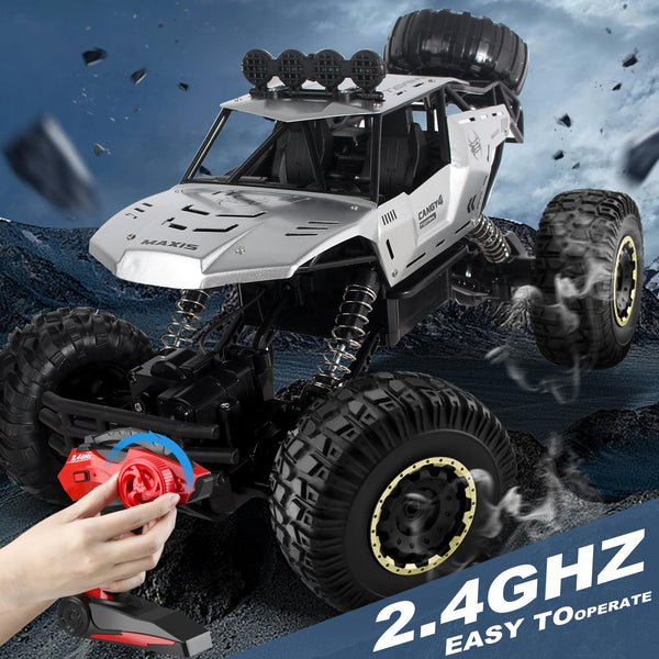 Jiakora RC Cars Remote Control Car 1:12 Off Road Monster Truck,Metal Shell 4WD Dual Motors LED Headlight Rock Crawler,2.4Ghz All Terrain Hobby Truck with 2 Batteries for 60 Min Play,Boy Adult Gifts