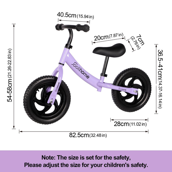 12" Balance Bike Carbon Steel Frame No Pedal Walking Balance Bike Training Bicycle for Kids and Toddlers 2- to 6 Years Old