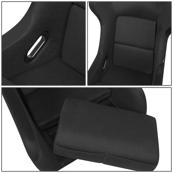 NRG Innovations Fixed Back Sport Bucket Seat - FRP Fiber Glass - Large - Part # FRP-300 Black