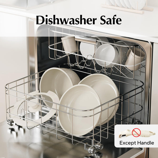 Redchef Ceramic Pots and Pans Set Non Stick, 16 pcs Nonstick Cookware Set with Detachable Handle, Non Toxic, PFAS PFOA & PTFE Free, RV Ceramic Cookware Set for Camping, Oven Safe (Pink)