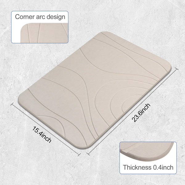 HUMIGA Stone Bath Mat, 2 Pack Diatomaceous Earth Shower Mat, Non-Slip Super Absorbent Quick Drying Bathroom Floor Mat, 24x15, Greyish White