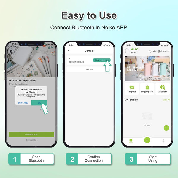Nelko Label Maker Machine with Tape, P21 Portable Bluetooth Label Printer, Wireless Handheld Sticker Maker Mini Label Makers with Multiple Templates for Organizing Storage Barcode Office, White 1 pack