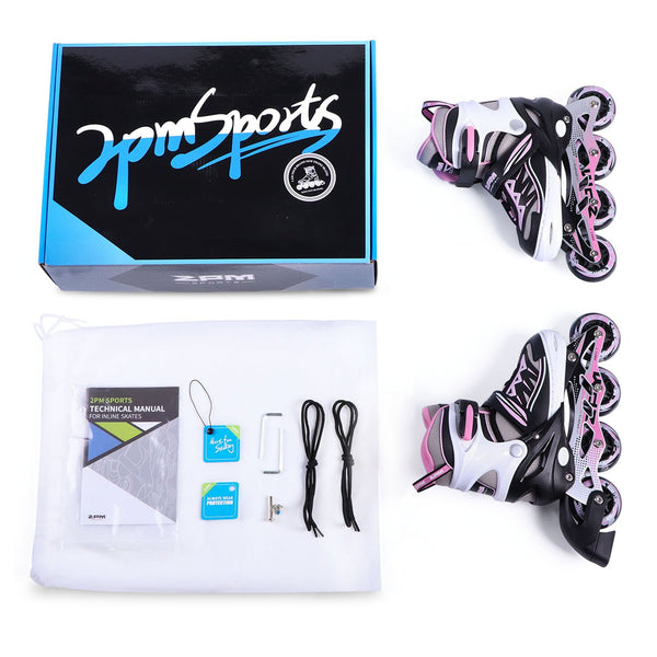 2pm Sports Adjustable Inline Skates, Stylish Design Beginner Roller Skates for Boys and Girls