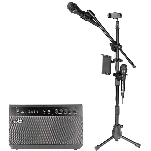 RockJam Premium Performer 100W Bluetooth Karaoke Machine and PA System with Two Karaoke Microphones