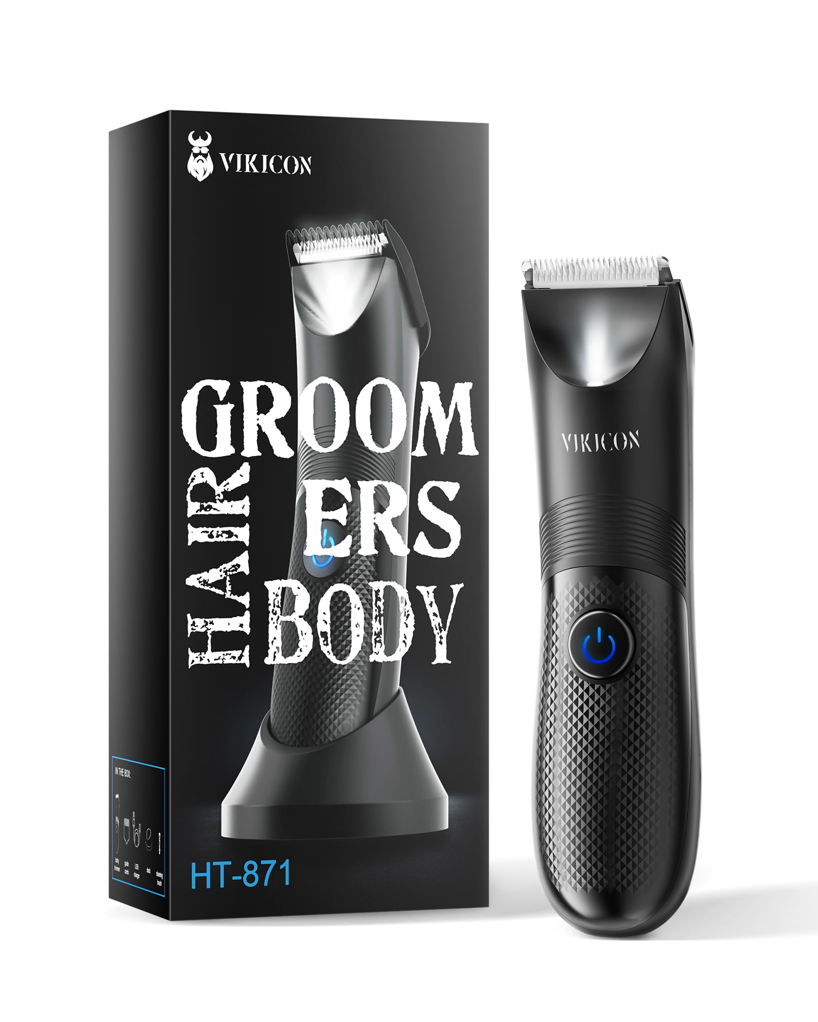 Manscape Trimmer for Men, VIKICON Pubic/Body Hair Trimmer, Electric Ball Trimmer for Private Parts, IPX7 Waterproof Body Goomer Shavers, USB-C Charging, Gifts for Men, New HT871