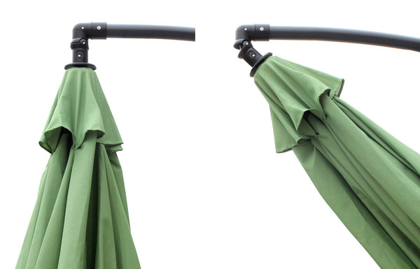 All Seasons Gazebos Ross James premium garden parasol umbrella with crank handle including base weight (Green)