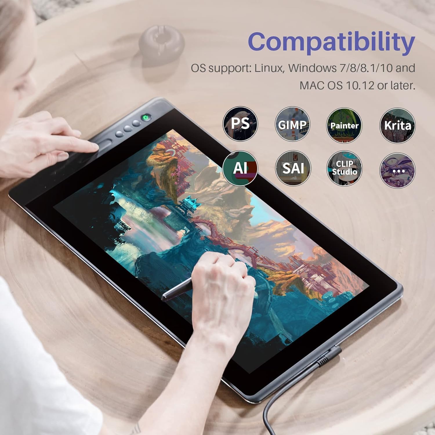 HUION Kamvas Pro 16(4K) UHD Graphic Tablet with Screen, 15.6-inch Monitor Full-Laminated Anti-Glare, Tilt Function 8192 Battery-Free Stylus PW517 for PC, Mac, Android