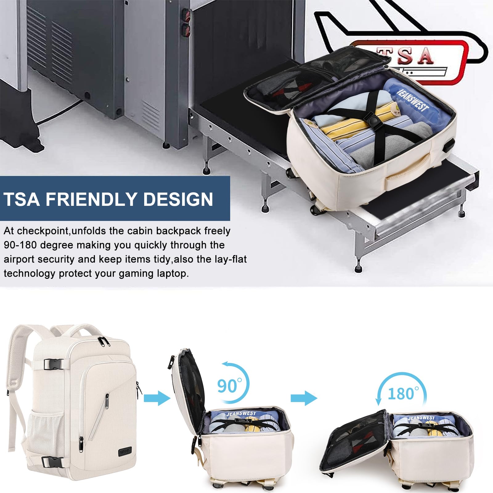 Cabin Bags 40x20x25 for Ryanair Underseat 20L Small Travel Hand Luggage Backpack Carry-ons Bag Cabin Size for Airplanes Flight Bag Travel Rucksack Fit 14 Inch Laptop with USB Charging Port-Black