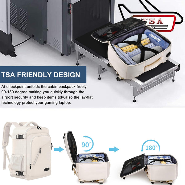 Cabin Bags 40x20x25 for Ryanair Underseat 20L Small Travel Hand Luggage Backpack Carry-ons Bag Cabin Size for Airplanes Flight Bag Travel Rucksack Fit 14 Inch Laptop with USB Charging Port-Black