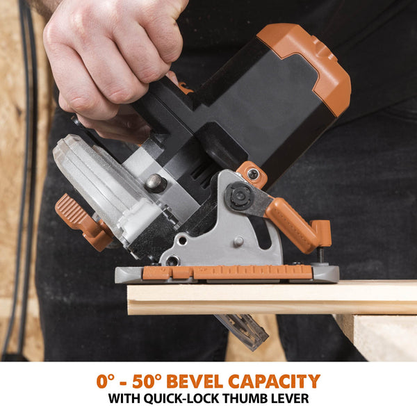 Evolution Power Tools R185CCSX Circular Saw With 1020 mm 3-Piece Track | Multi-Material Blade, Cuts Wood, Metal, Plastic & More | Incl Dust Port Adapter | 185mm (230v)