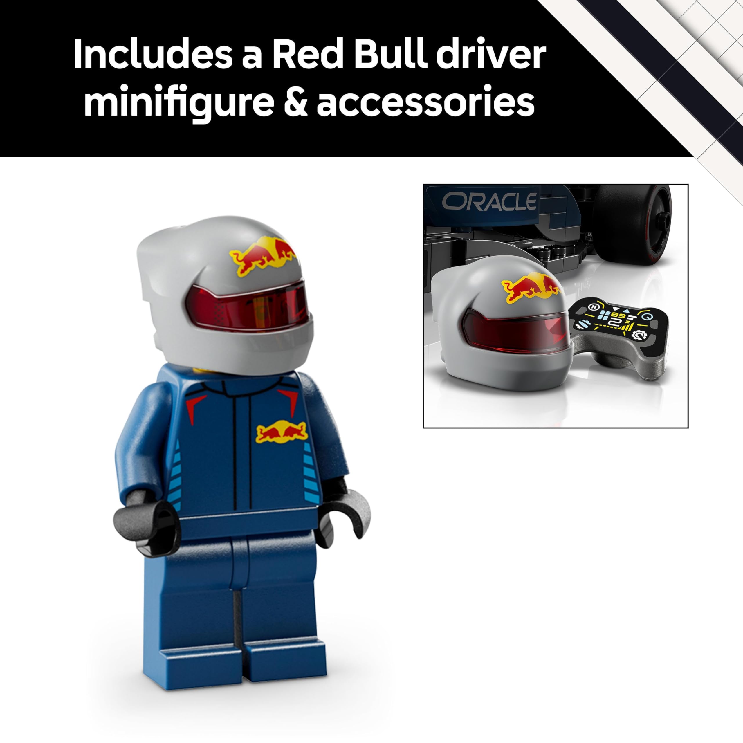 LEGO Speed Champions Oracle Red Bull Racing RB20 F1 Race Car Model with a Collectible Formula 1 Driver Minifigure - Display Set for Adult Motorsport & Racing Fans 77243