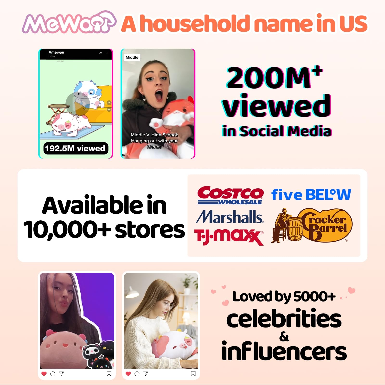 Mewaii 36in Long Cat Plush Pillows Stuffed Animals Squishy Pillows - Plushie Cute Kitty Sleeping Hugging Plush Pillow Soft Toys for Kids(Orange)