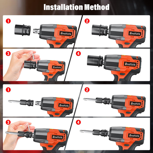 Cordless Impact Wrench,1/2" Brushless Power Impact Gun,2500RPM Electric Wrench, Max Torque 550N.m with 4 Sockets, 12PCS Screwdriver Bits, 4.0Ah Battery & Carry Box for Car Home