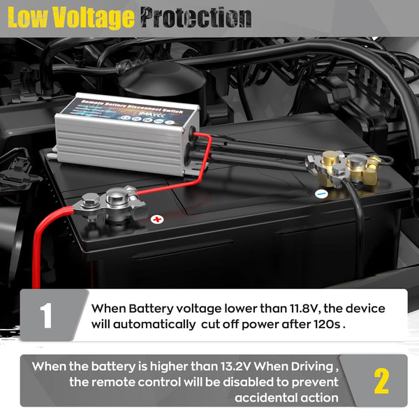 IMAYCC Wireless Kill Switch for Car, Remote Battery Disconnect Switch 12V 120A,Battery Cut off Switch 12v,Car Battery Isolator Switch Anti Theft, Automatic Cut/Shut Off Switch for RV, ATV,Truck, Boat.
