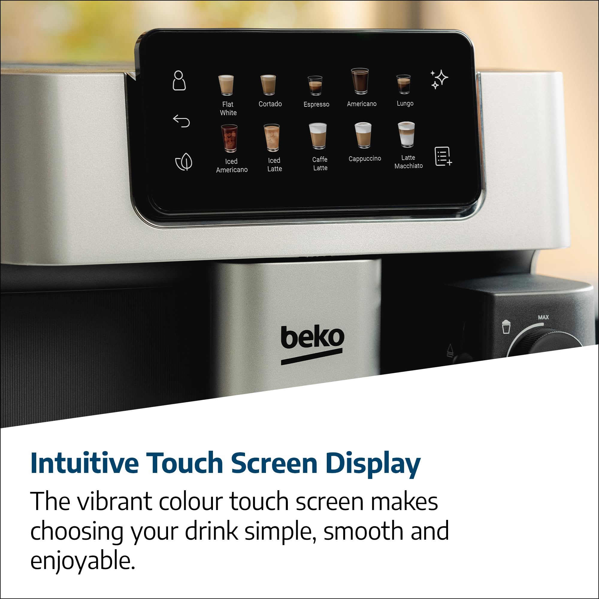 Beko Bean to Cup Coffee Espresso Machine CaffeExperto CEG7304X | Milk Jug | Colour Touch Screen Panel | 19 Bar Pressure, 2 Coffee Nozzles | Fully Automatic, Silver