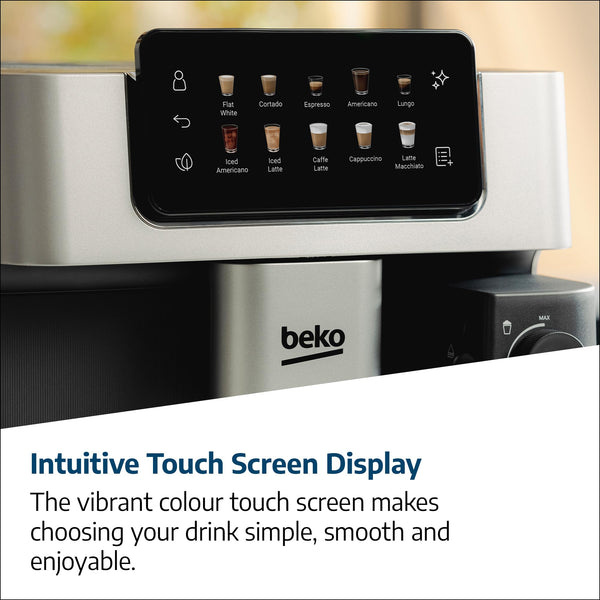Beko Bean to Cup Coffee Espresso Machine CaffeExperto CEG7304X | Milk Jug | Colour Touch Screen Panel | 19 Bar Pressure, 2 Coffee Nozzles | Fully Automatic, Silver