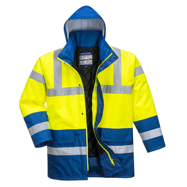 Portwest S466 Men's Waterproof Hi Vis Traffic Jacket - Reflective Safety Coat