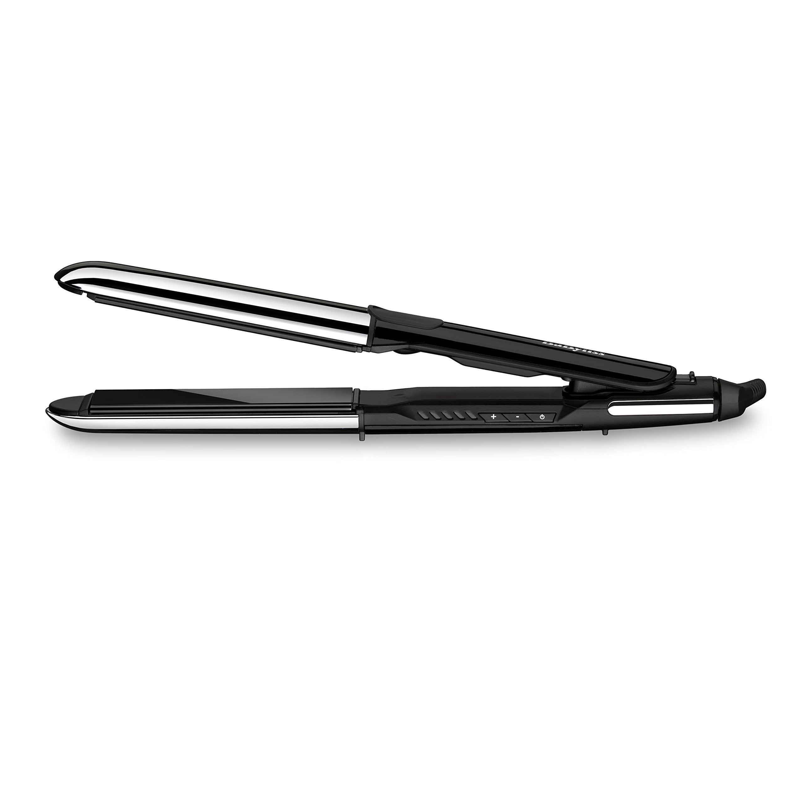 BaByliss Straight and Curl Brilliance Hair Straighteners - Curved Metal Design Easy Styling, Smoothing Titanium Plates, Ionic Anti-Frizz, Fast 15 Second Heat Up, 5 Heat Settings Up to 235°C, 2481U