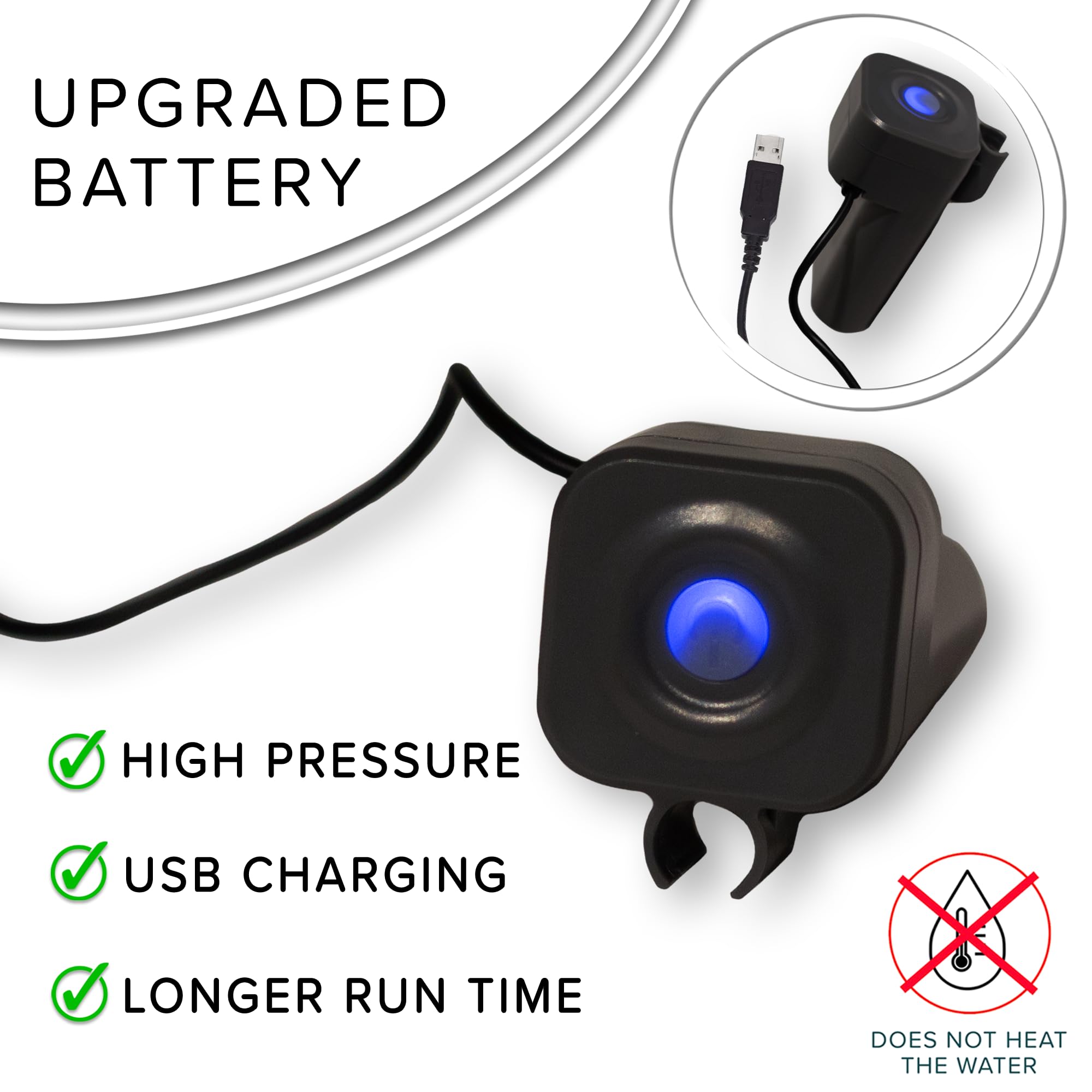 Colapz USB Rechargeable Camping Shower - Portable Shower for Dogs - High Pressure Jet Wash for Bikes - 1 Shower Head - 1 Jet Head - Carry Case Included - Campervan Essentials