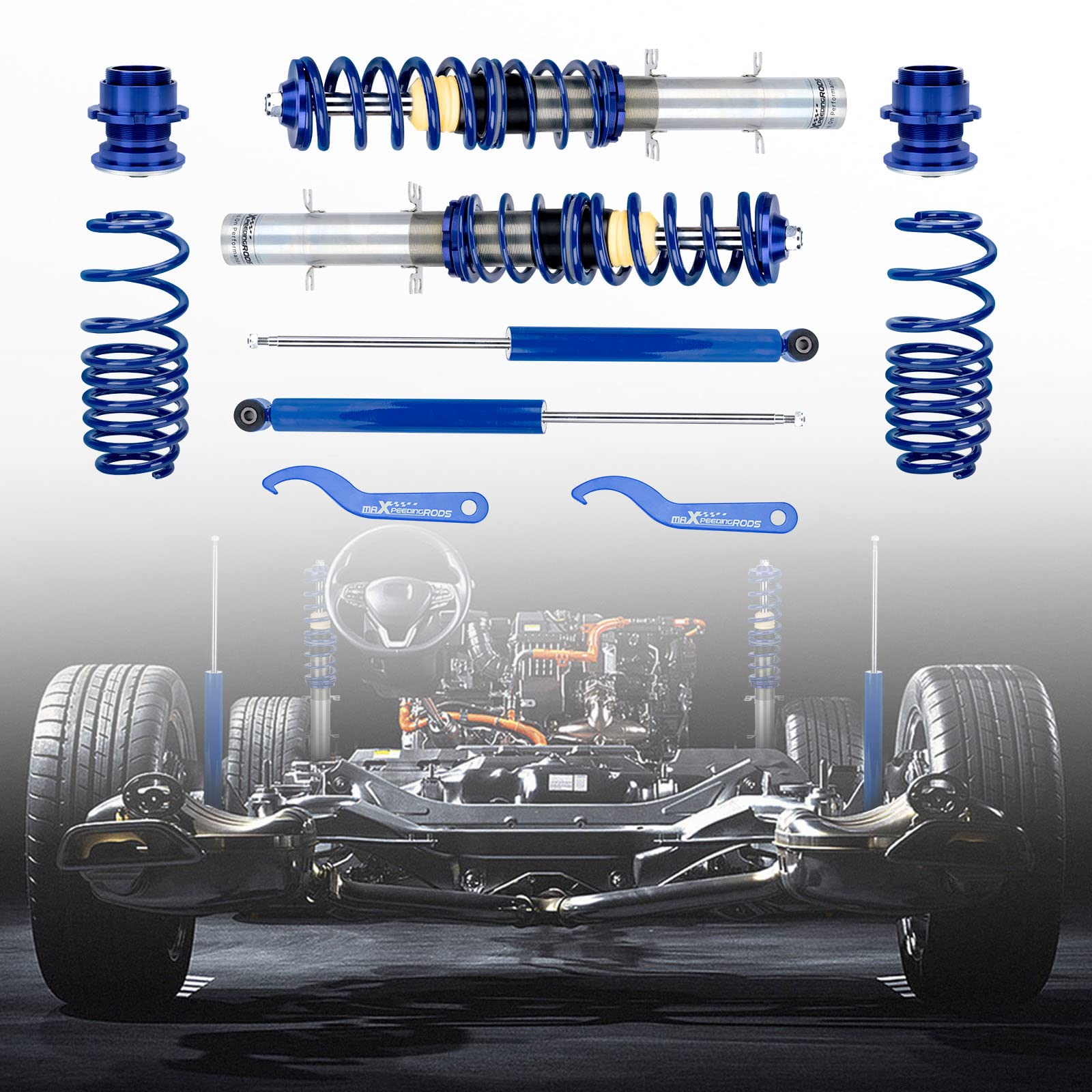 maXpeedingrods Coilovers Lowering Suspension Kits for VW Golf4/for Seat Leon 1M1/for VW New Beetle (9C1, 1C1) - Golden