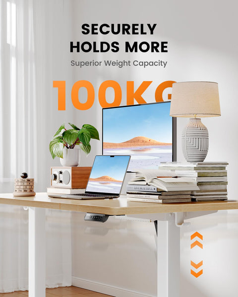 ErGear Electric Standing Desk-160 x 80 cm-100kg Load Capacity Height Adjustable Desk with Advanced Brushless Motor, Quiet Operation, Sturdy Metal Frame,Four-part Tabletop