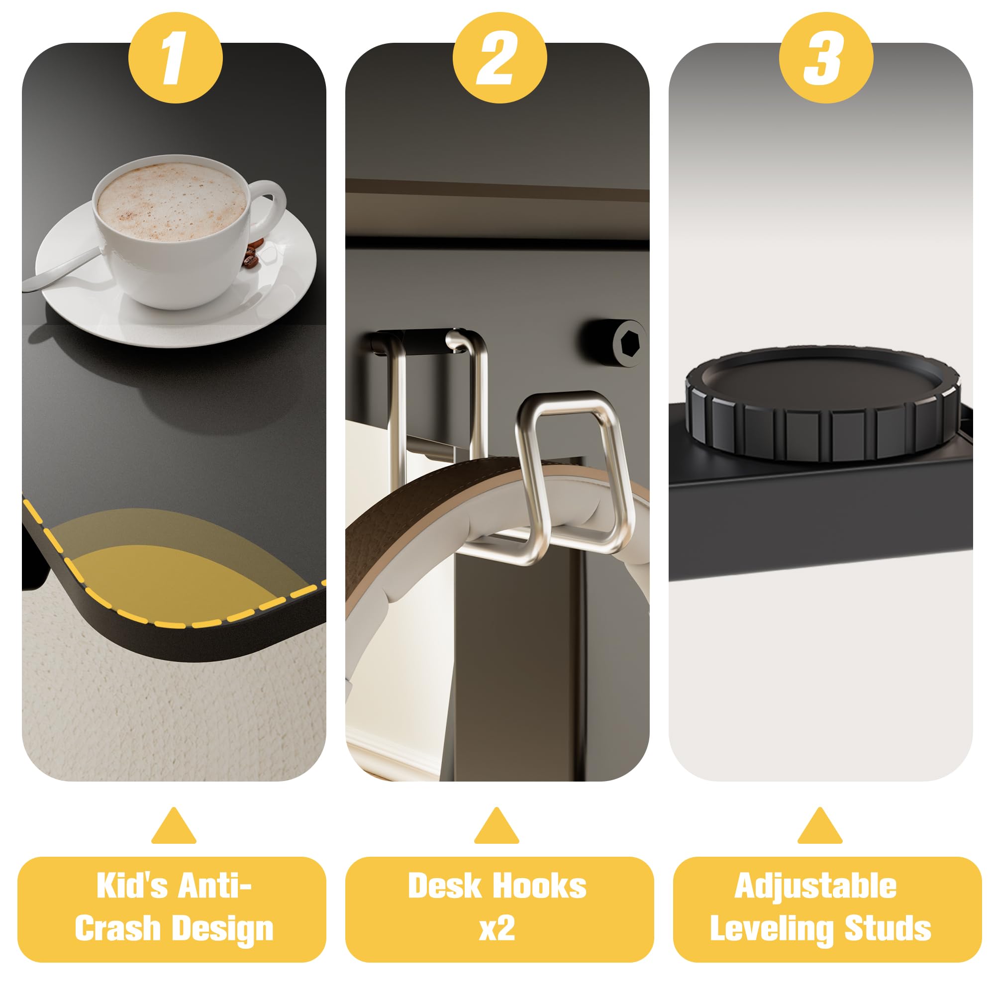 ERGOMAKER Electric Height Adjustable Standing Desk 80x60cm (31.5"x23.6"), Sit Stand Desk with Splicing Top for Home Office (Black Frame + Black Desktop)