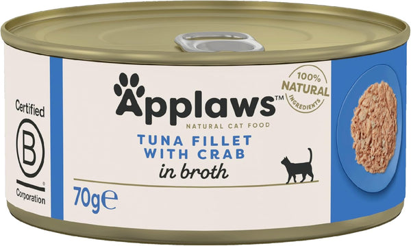 100% Natural Wet Cat Food, Tuna with Crab, 70g (Pack of 24)
