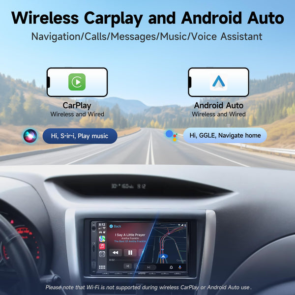 A5L 10.1inch Android Double DIN Car Stereo, WiFi/Bluetooth/USB Tethering, Wireless CarPlay/Android Auto, Touchscreen Car Radio, 24B-EQ DSP, MirrorLink, 2G+32G, FM/RDS, AI Chat, GPS Tracking