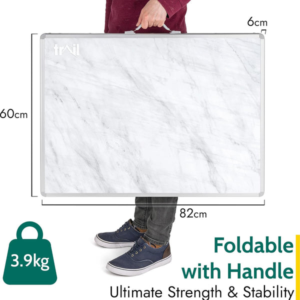 Trail Portable Folding Camping Table, Outdoor Garden Picnic Fishing Festival Beach, Heavy Duty Tubular Steel Legs, Water Resistant Laminate Top, Lightweight with Handle (L80cm x W60cm x H67cm / 3.5kg)