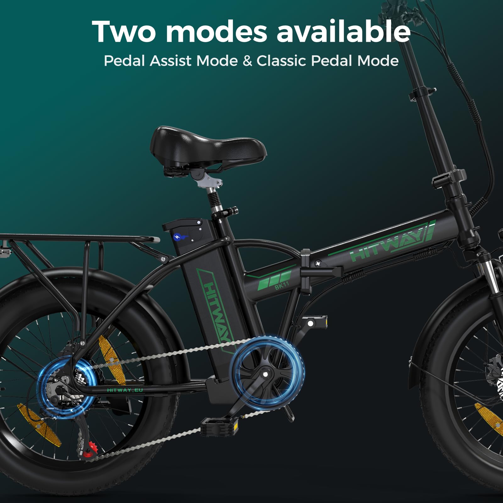 HITWAY Electric Bike for Adults, 20"*3.0 Fat Tire E-Bike 250W Electric Bicycle, Folding Electric Bike, 36V/12Ah Removable Battery, Range 35-90KM, 7-Speed Mountain E Bike for Men Women