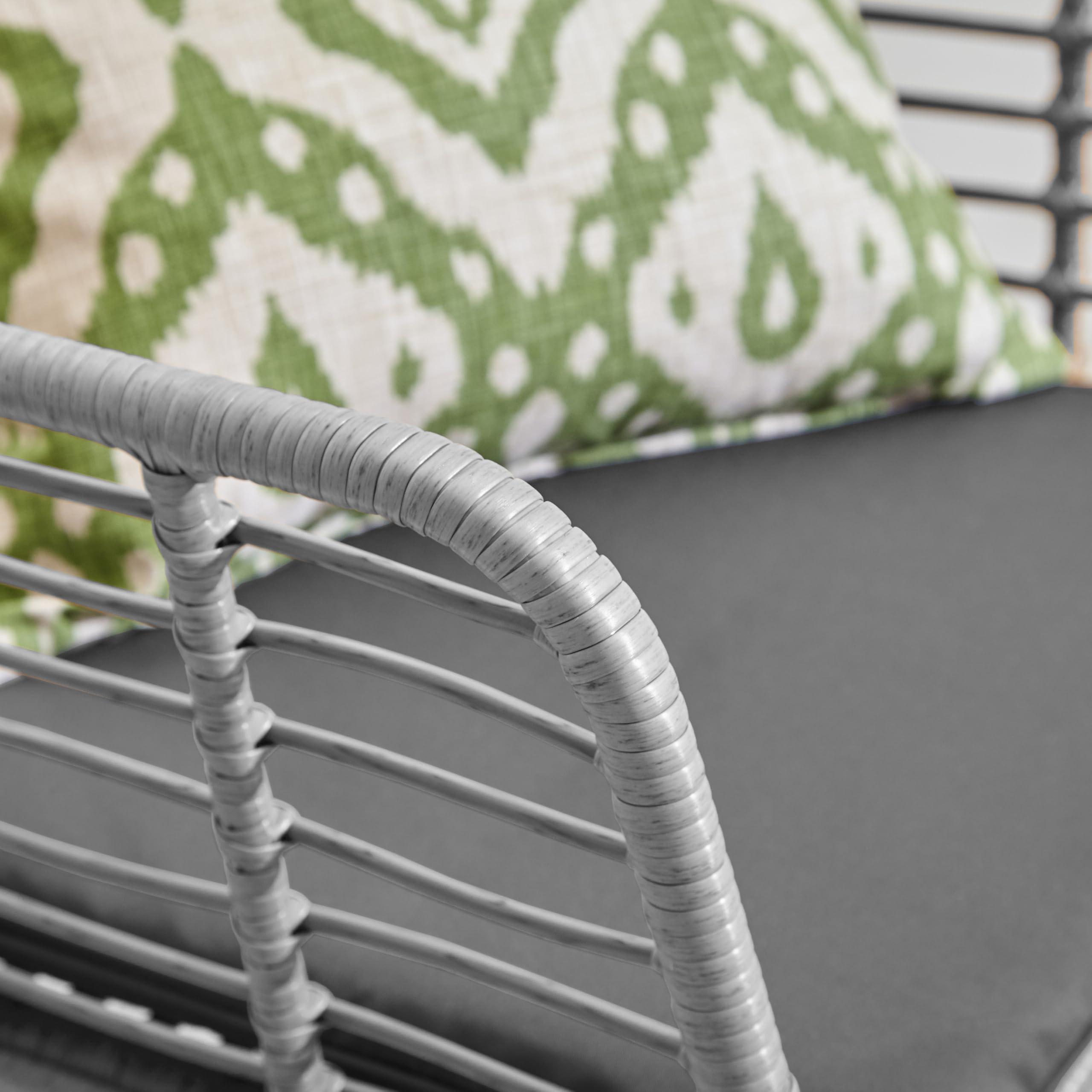 Neo Garden Patio Furniture Wicker Rattan Chair Table Sofa Outdoor Indoor Balcony Conservatory Cushion Set (Dark Grey)