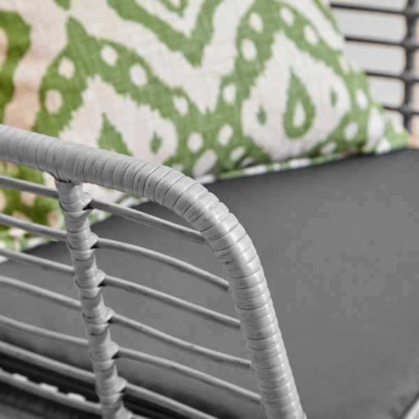 Neo Garden Patio Furniture Wicker Rattan Chair Table Sofa Outdoor Indoor Balcony Conservatory Cushion Set (Dark Grey)