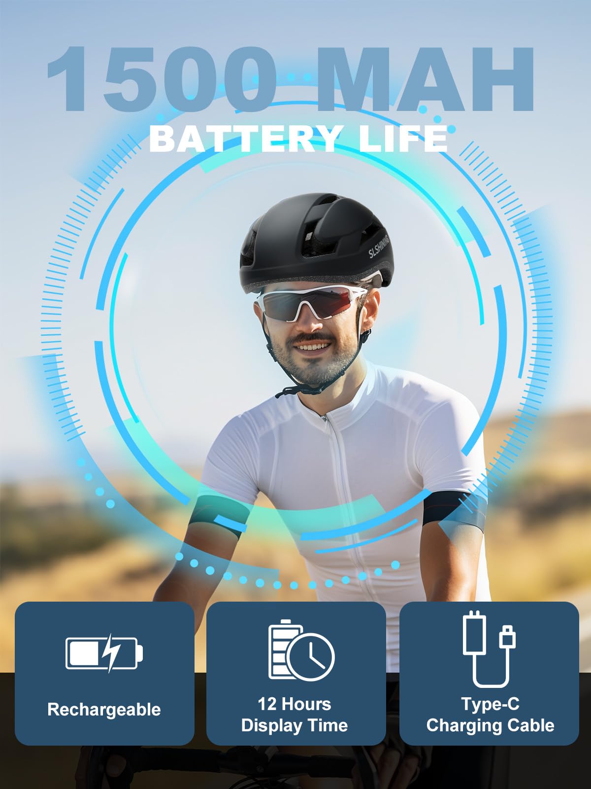 TMEOIIPY Smart App Program Bike Helmet, Back LED Lights Display with USB Rechargeable, Road Bicycle Helmets for Adults: Men, Women, with Turn Signals Remote Control