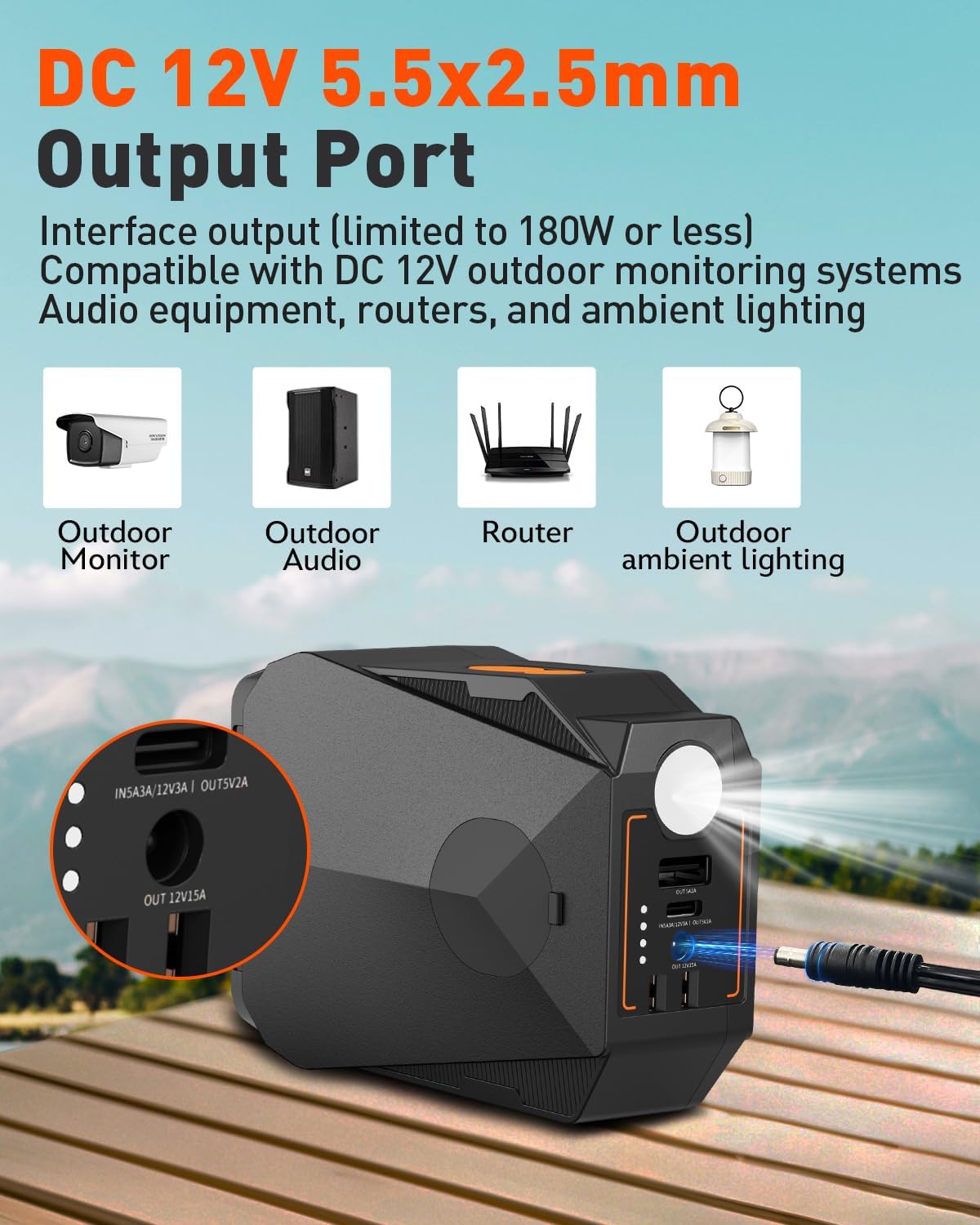 12V 4000mAh / 5V 10000mAh Portable Power Bank with DC Output, 12V Cigarette Lighter Socket, and DC 5.5×2.5mm Port for Car Refrigerators, Sup Pumps, LED Strips, and Other 12V DC Devices