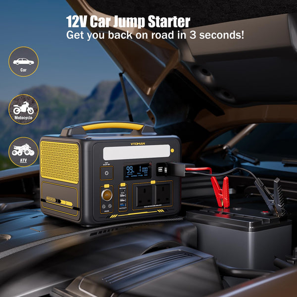 VTOMAN Jump 600X Portable Power Station 600W - 299Wh Solar Generator LiFePO4 Battery Power Station with 600W Pure Sine Wave (Surge 1200W) AC Outlet, PD 60W USB-C, 3x Regulated 12V/10A DC for Camping