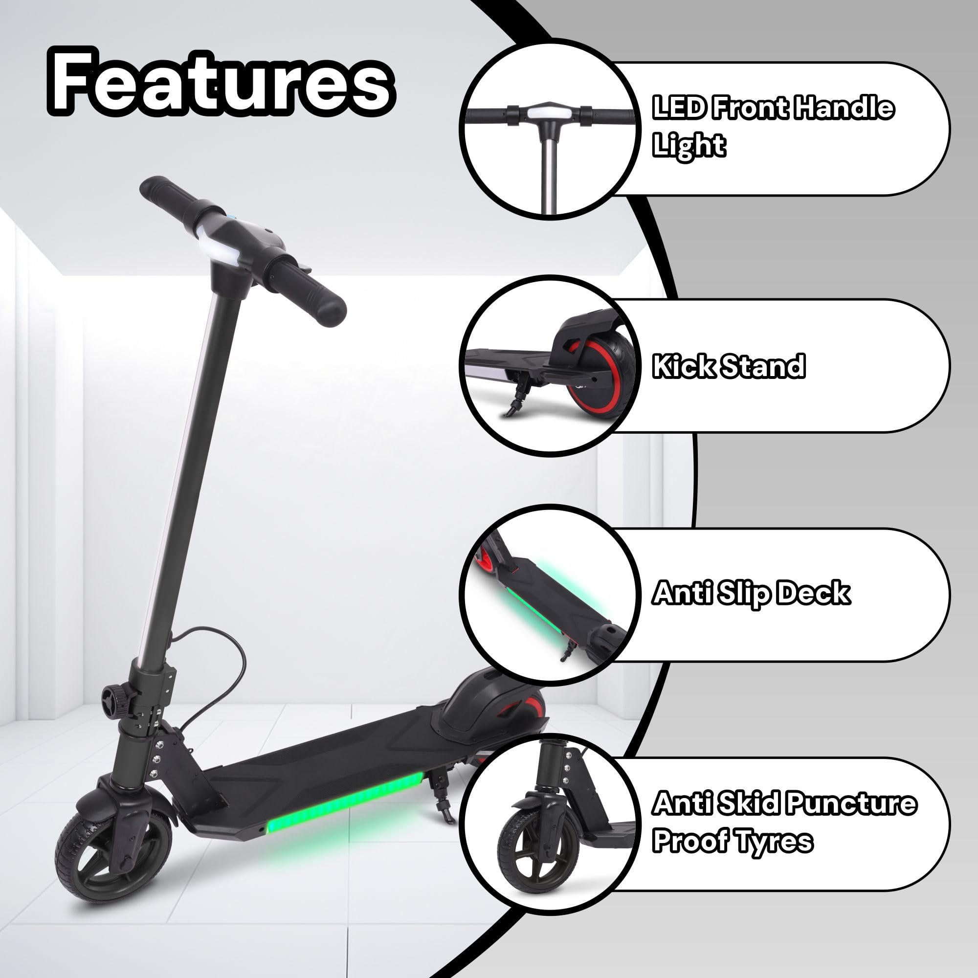 Electric Scooter Kids Foldable Mobility Scooters E Bike With RGB LED Lights For Ages 6-12 Boys Girls | 3 Speed Modes | 6-10 KM Range Dual Braking System 150W Motor Gift for Children